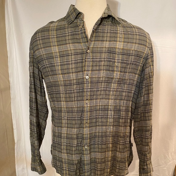 JOHN VARVATOS USA Mens Plaid Button Down Shirt Sz M - Picture 2 of 8